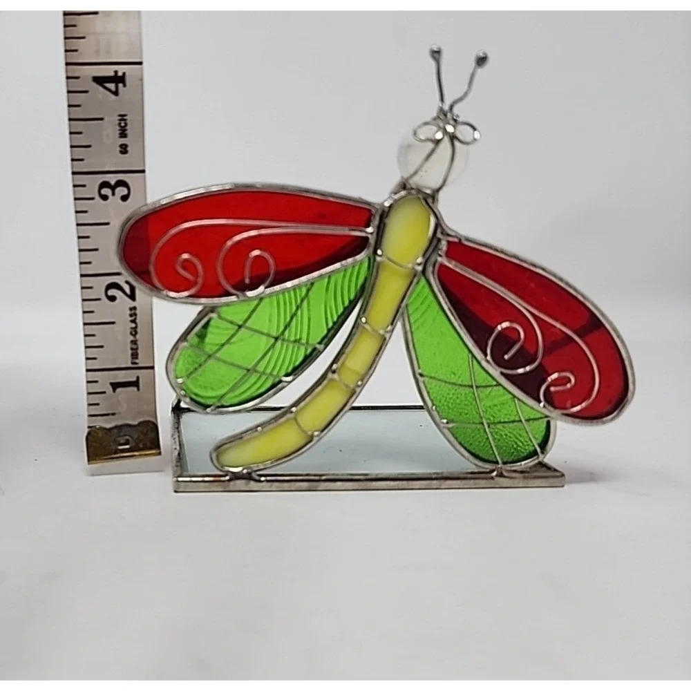 Pier 1 Imports Dragonfly Candle Holder Stained‎ Glass Votive or Tea Light
